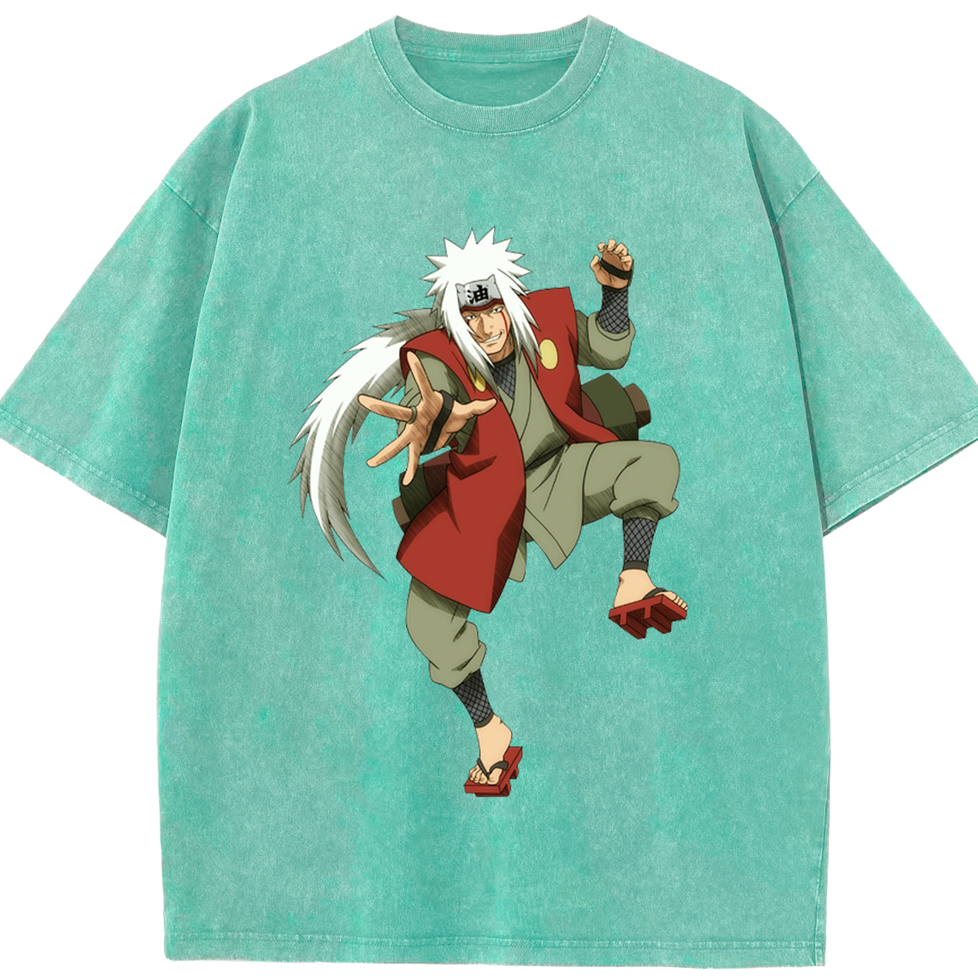 （画像用） NARUTO -ナルト- 自来也（じらいや） Jiraiya 綿100% ヴィンテージ風 半袖Tシャツ（フロントプリント）